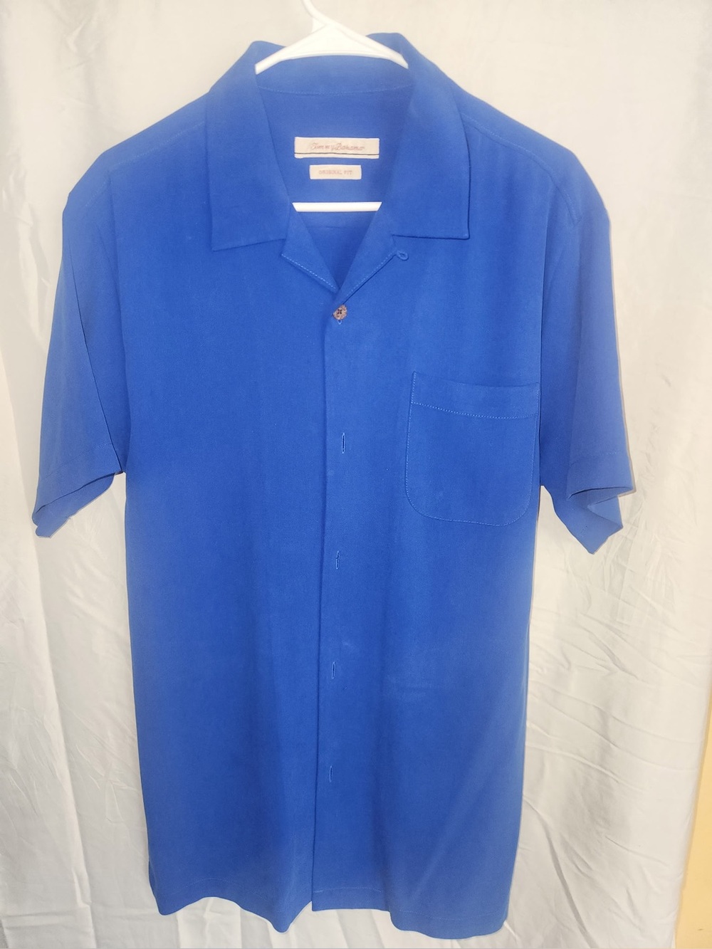 Tommy Bahama 100% Silk Royal Blue Short-Sleeve Single Pocket Button Down #2